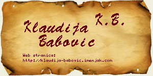 Klaudija Babović vizit kartica
